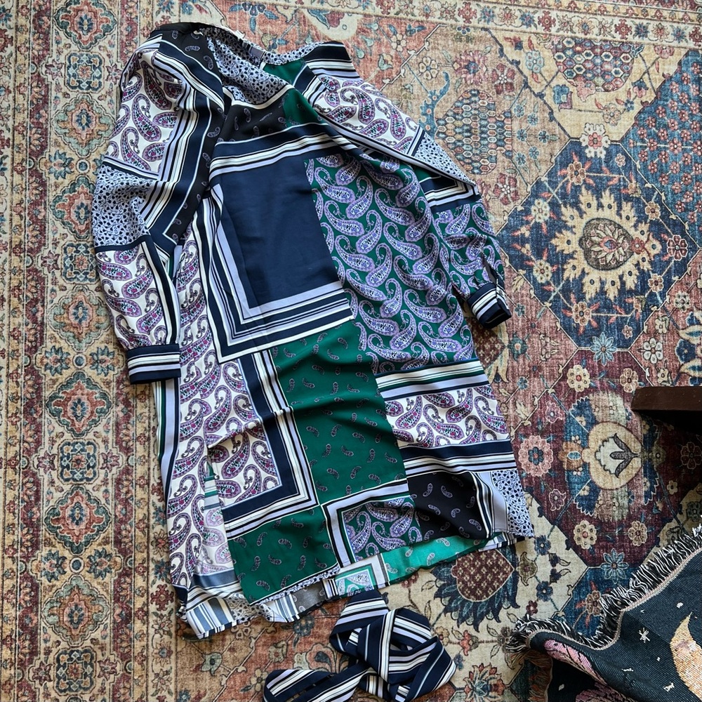 Loft Multicolor Patchwork Long Sleeve Midi Dress … - image 4